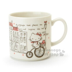 〔小禮堂〕Hello Kitty 日製陶瓷馬克杯《米.腳踏車》咖啡杯.精緻盒裝.YAMAKA陶瓷
