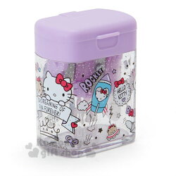 〔小禮堂〕Hello Kitty 日製方型雙孔削筆器《紫.插圖》削鉛筆器.學童文具