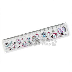 〔小禮堂〕Hello Kitty 日製透明塑膠尺《粉.插畫》15cm.量尺.直尺.學童文具