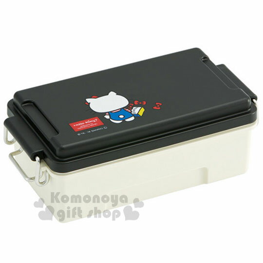 小禮堂 Hello Kitty 日製方型雙扣便當盒《黑白.背影》500ml.保鮮盒