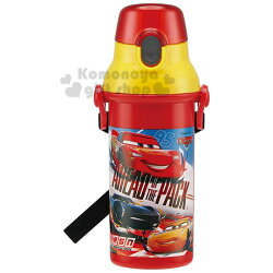 〔小禮堂〕迪士尼 Cars 閃電麥坤 日製直飲式水壺《紅黃.賽車》480ml.水瓶.兒童水壺