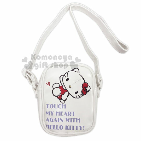 小禮堂 Hello Kitty Action 方型皮質拉鍊斜揹包《白》側揹包.肩揹包.小方包