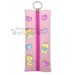 〔小禮堂〕Hello Kitty 扁平皮質拉鍊筆袋《粉.點點洋裝》化妝包.收納包.鉛筆盒
