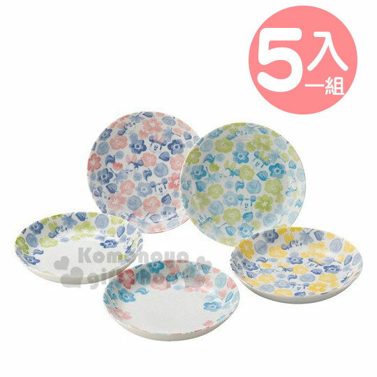 小禮堂 迪士尼 米奇米妮 日製陶瓷圓盤組《5入.藍白》沙拉盤.菜盤.精緻盒裝