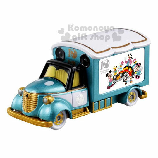 〔小禮堂〕迪士尼 米奇 TOMICA小汽車《綠白.宣傳車》10週年紀念版.公仔.玩具.模型