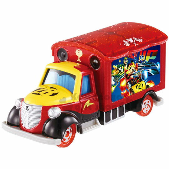 小禮堂 迪士尼 米奇 TOMICA小汽車《紅黃.宣傳車》公仔.玩具.模型