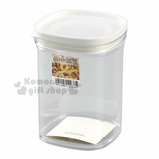 小禮堂 日本INOMATA 日製方形透明塑膠密封罐《白蓋》520ml.保鮮罐.餅乾罐.咖啡罐