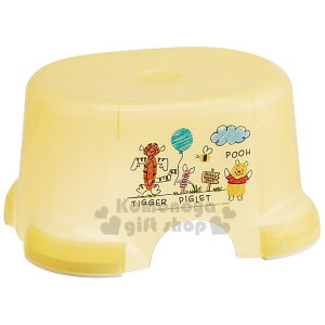 小禮堂 迪士尼 小熊維尼 塑膠透明小浴椅《黃.插圖》踩腳椅.矮凳.板凳