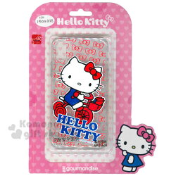 〔小禮堂〕Hello Kitty iPhone X/XS 全包式透明塑膠空壓手機殼《紅藍.腳踏車》軟殼.保護殼