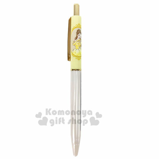 小禮堂 迪士尼 貝兒 日製自動原子筆《黃金.鏡框》0.7mm.黑筆.SUNSTAR系列