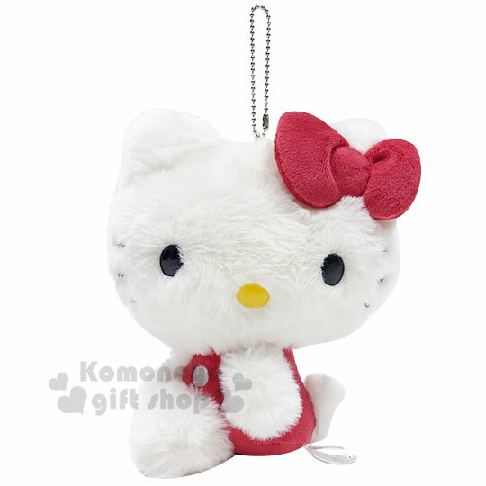 小禮堂 Hello Kitty 絨毛玩偶吊飾《L.米紅.側坐》擺飾.玩具.掛飾