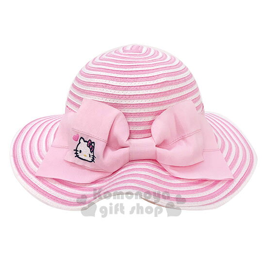 小禮堂 Hello Kitty 可折疊兒童藤編圓頂草帽《粉.緞帶》編織帽.2019夏日兒童服飾