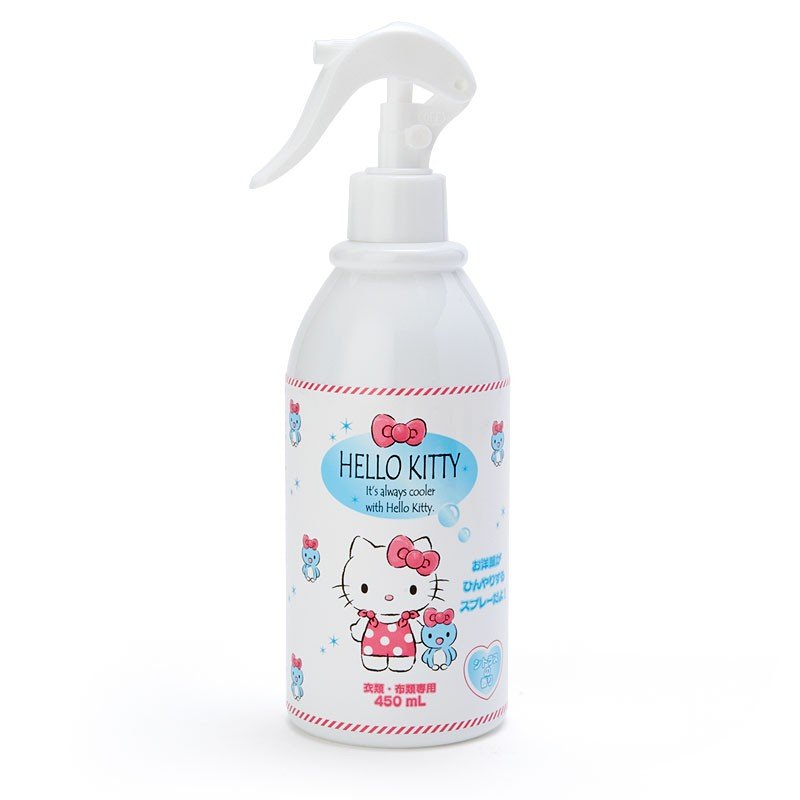 小禮堂 Hello Kitty 日製瓶裝衣物用冷感消臭噴霧《藍白.點點褲》450ml.香氛
