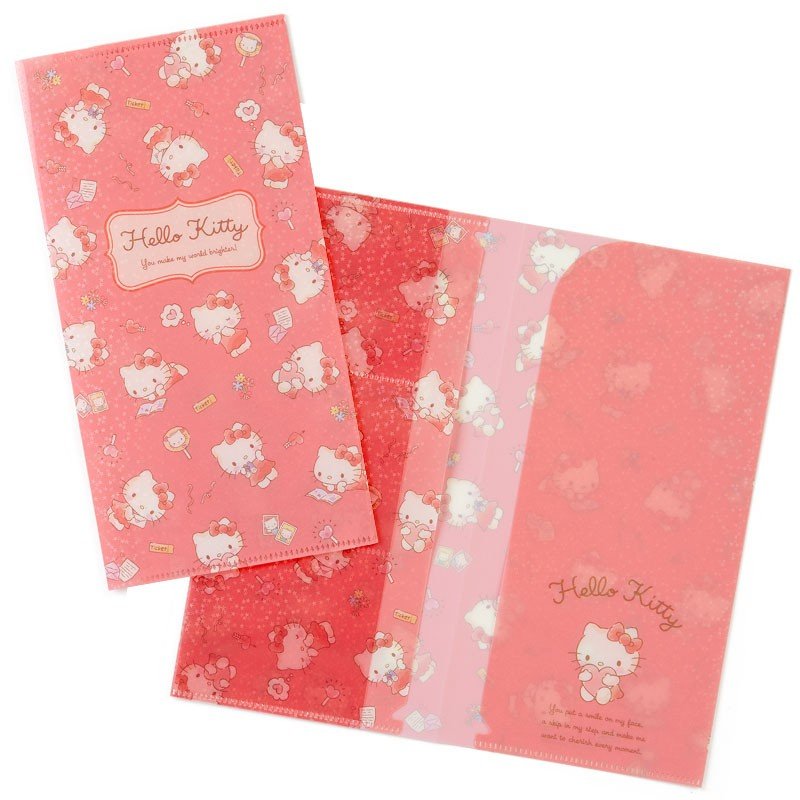 小禮堂 Hello Kitty 日製雙開式票據收納夾《玫粉》票卡夾.演唱會粉絲收納系列