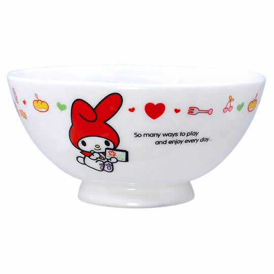 小禮堂 美樂蒂 日製陶瓷碗《白紅.畫畫》飯碗.湯碗.金正陶器