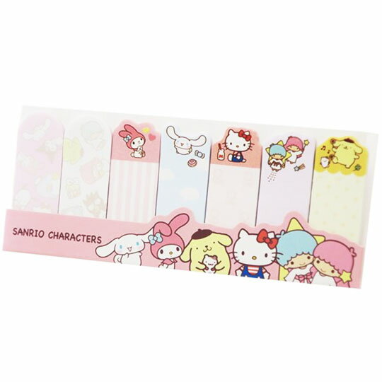 小禮堂 Sanrio大集合 日製造型自黏標籤《粉.排站》便利貼.便條紙.書籤貼