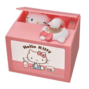 小禮堂 Hello Kitty 偷錢箱存錢筒《粉黃.側坐》撲滿.儲金筒