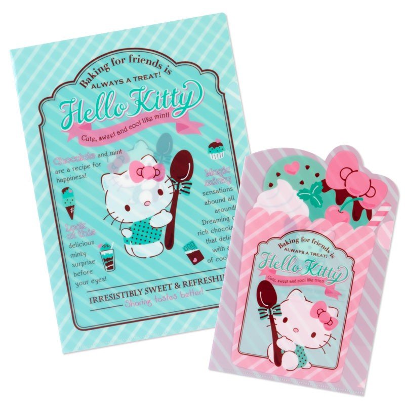 小禮堂 Hello Kitty 日製L型文件夾組《2入.粉綠》資料夾.L夾.薄荷巧克力系列