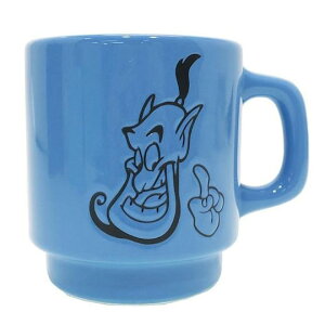 小禮堂 迪士尼 阿拉丁 日製陶瓷馬克杯《藍.大臉》265ml.茶杯.咖啡杯