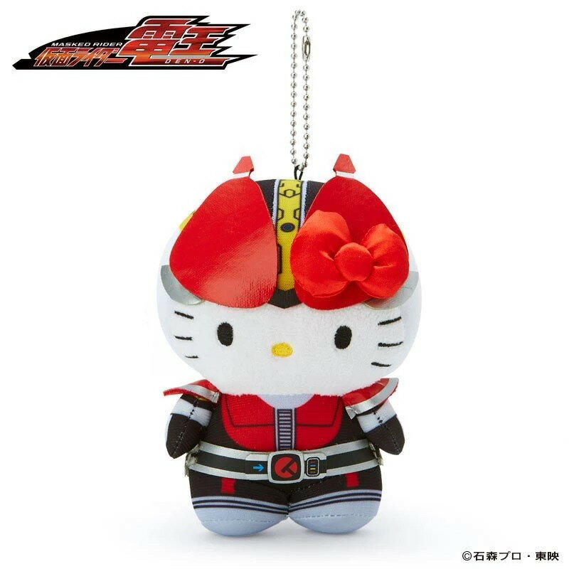 小禮堂 Hello Kitty x 假面騎士555 絨毛玩偶娃娃吊飾《黑紅》掛飾.鑰匙圈