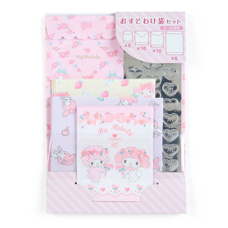 小禮堂 美樂蒂 日製信封貼紙組《粉紫.玫瑰花》禮金袋.禮物包裝