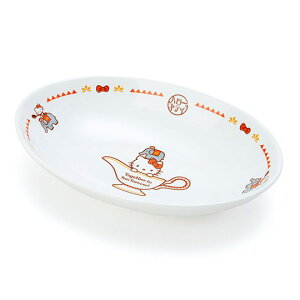 小禮堂 Hello Kitty 橢圓陶瓷咖哩盤《白紅》沙拉盤.點心盤.異國廚房系列