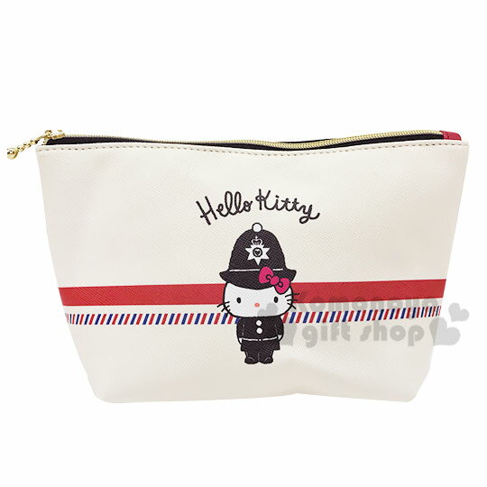 小禮堂 Hello Kitty 皮質船形化妝包《米紅.衛兵》收納包.筆袋