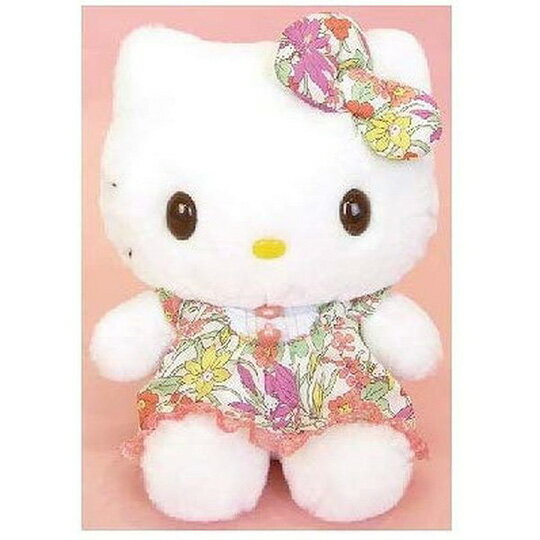 小禮堂 Hello Kitty 絨毛玩偶娃娃《S.粉花洋裝》擺飾.玩具