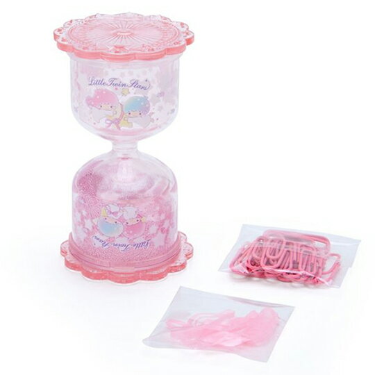 小禮堂雙子星沙漏造型罐迴紋針橡皮筋組 紫 夾子 置物罐 小禮堂 樂天旗艦店 Rakuten樂天市場