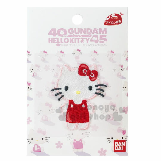 小禮堂 Hello Kitty 造型燙布貼《白.紅吊帶褲》刺繡燙貼.布飾