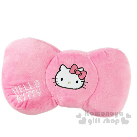 小禮堂 Hello Kitty 車用蝴蝶結造型絨毛頸枕《粉》靠枕.汽車百貨.蝴蝶結系列