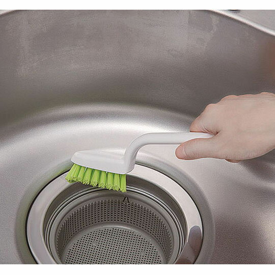 小禮堂 小久保工業所 日製流理台排水口清潔刷 《綠白》刷具.V型刷.廚房清潔 1