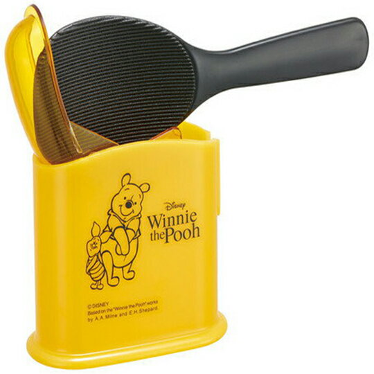 小禮堂 迪士尼 小熊維尼 塑膠飯匙收納盒組《黃黑.站姿》挖匙.平匙.餐具盒