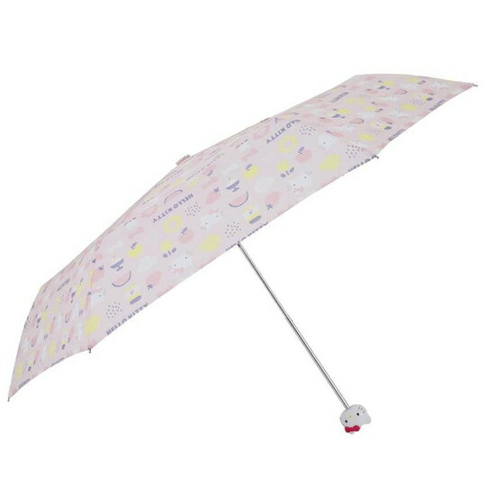 小禮堂 Hello Kitty 抗UV頭型柄折疊雨陽傘《粉.花朵》折傘.雨傘.雨具