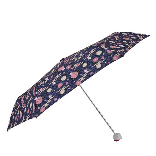 小禮堂 Hello Kitty 抗UV頭型柄折疊雨陽傘《紫.花朵》折傘.雨傘.雨具