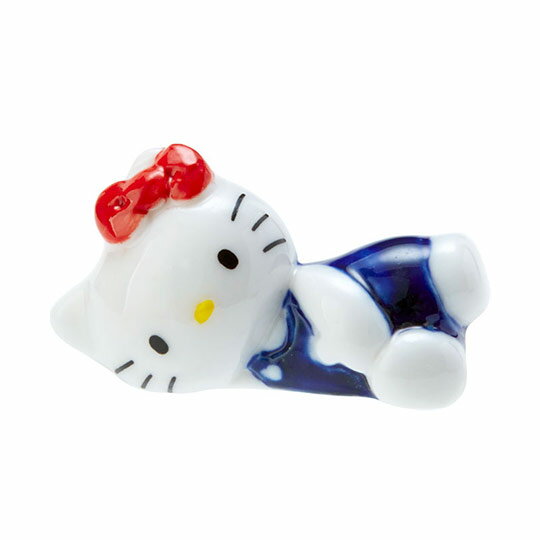小禮堂 Hello Kitty 造型陶瓷筷架《藍白》筆架.紙鎮.2020新生活系列