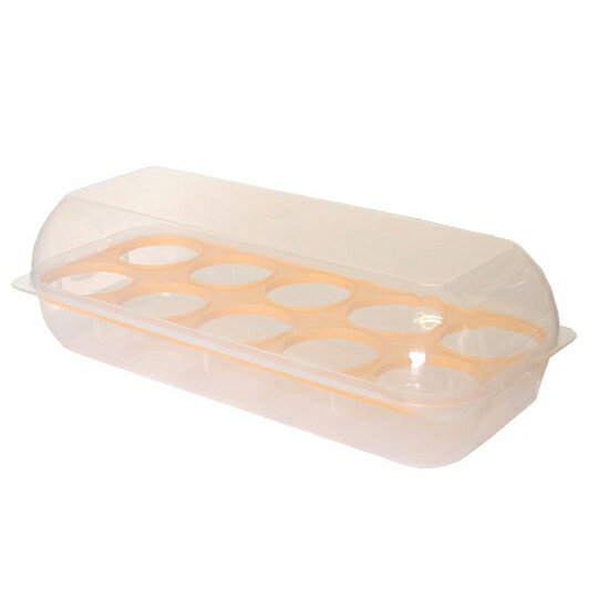 小禮堂 日本SANADA 日製長方形透明拿蓋雞蛋收納盒《白黃》雞蛋架.保鮮盒