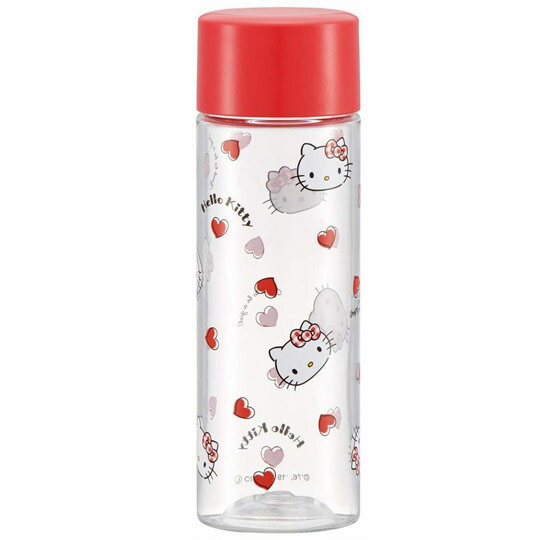 小禮堂 Hello Kitty 迷你 透明 隨身冷水瓶 兒童水壺 水瓶 隨身瓶 160ml (紅蓋 愛心)