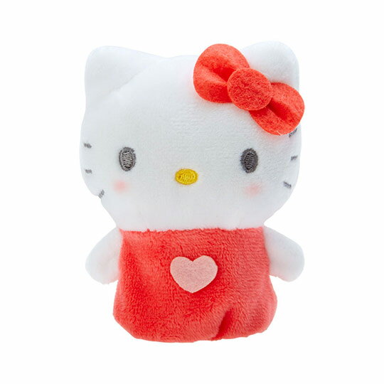 小禮堂 Hello Kitty 手指娃娃 絨毛 玩偶 指偶 手偶 布偶 玩具 (紅白)