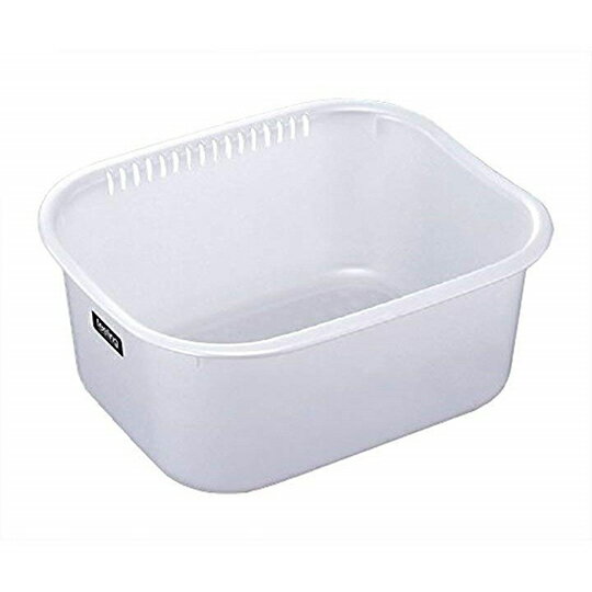 小禮堂 日本INOMATA 日製 洗物籃 方形塑膠 洗菜籃 瀝水籃 收納籃 置物籃 9L (白)