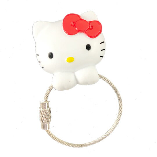 小禮堂 Hello Kitty 磁吸式鑰匙圈 吊飾 掛飾 吸鐵 鑰匙收納 (紅白 大臉)