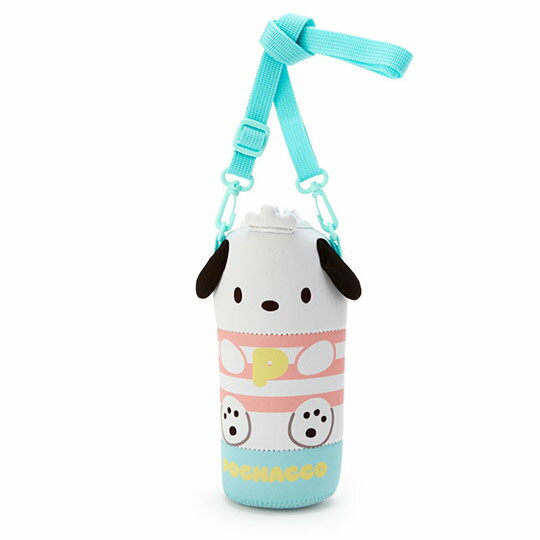 小禮堂 帕恰狗 造型潛水布斜背寶特瓶套 水壺袋 環保杯袋 500-600ml (綠白)