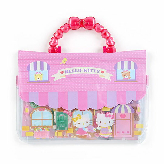 小禮堂 Hello Kitty 換裝貼紙附手提包 貼紙娃娃 泡棉貼紙 貼紙收集冊 (粉 便當)