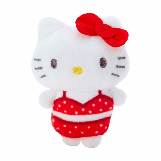 小禮堂 Hello Kitty 迷你換裝娃娃 絨毛玩偶 沙包娃娃 (紅白 熱帶沙灘)
