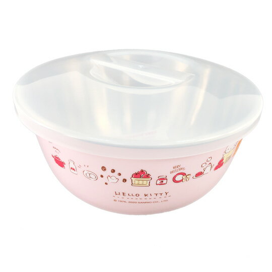 小禮堂 Hello Kitty 透明蓋不鏽鋼隔熱碗 保鮮碗 環保碗 800ml (粉 紙袋)