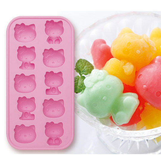 小禮堂 Hello Kitty 造型矽膠製冰模 冰塊模具 巧克力模 餅乾模 (10顆 粉)