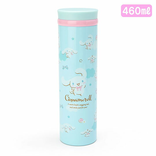 小禮堂 大耳狗 旋轉蓋不鏽鋼保溫瓶 兒童水壺 隨身水壺 460ml (藍 滿版)