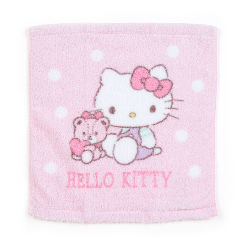 小禮堂 Hello Kitty 純棉無捻紗短毛巾 純棉毛巾 方形毛巾 34x36cm (粉 小熊)