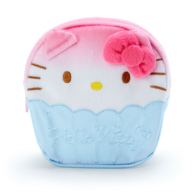 小禮堂 Hello Kitty 造型防水化妝包 絨毛化妝包 小物收納包 (粉藍 夏日祭典)