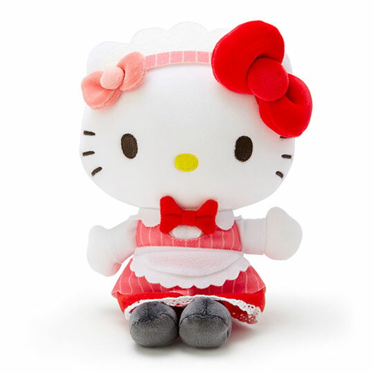 小禮堂 Hello Kitty 絨毛玩偶 絨毛娃娃 布偶 (S 紅白 女僕)
